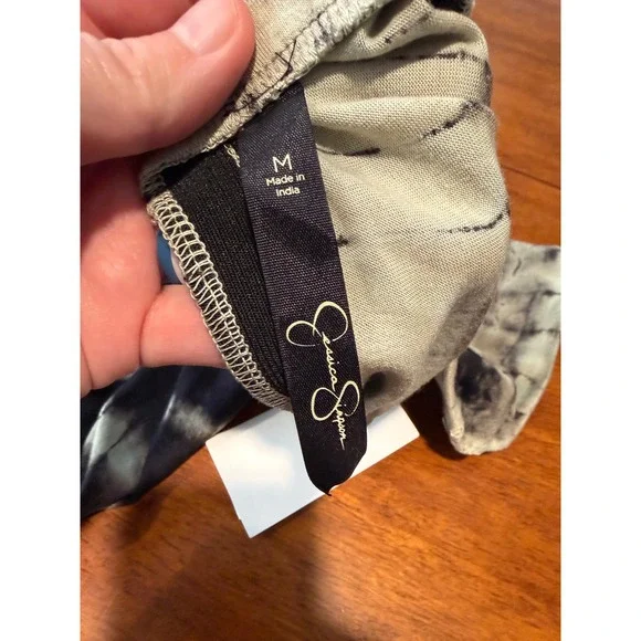 NWT Jessica Simpson Jet Black Tie Dye Maxi Dress Size Medium Joy Strapless Flowy - Picture 11 of 12